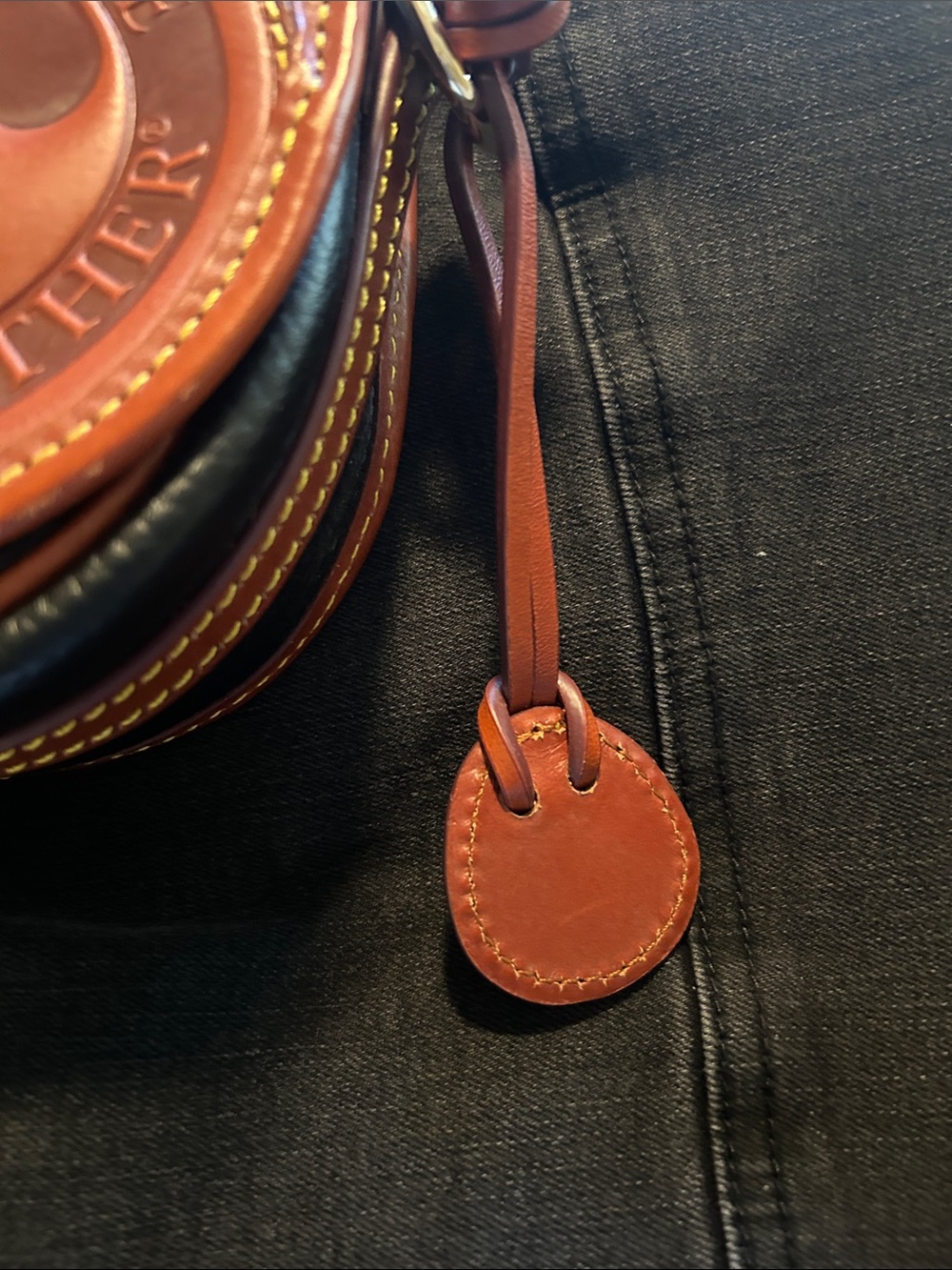 Dooney & Bourke Black and Brown All-Weather Leather Saddle Crossbody - NWOT - Picture 8 of 11